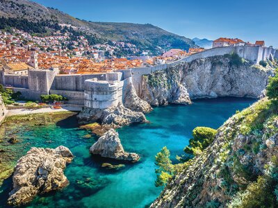 Aerial view of Dubrovnik old town, Croatia, Europe