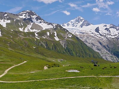 Mountain at Charamillon with long winding pathway, France