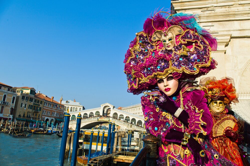 Italy festivals -- carnival in the unique city of venice in italy. venetian masks