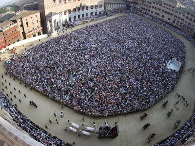 Italy festivals - Panoramic view of "Piazza del Campo" during the Palio of Siena