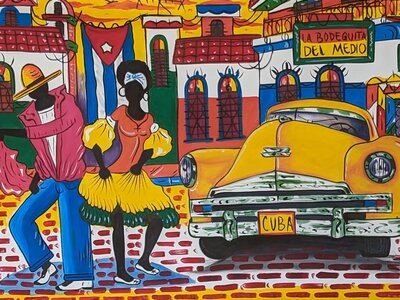 Striking, colourful mural in Havana, Cuba
