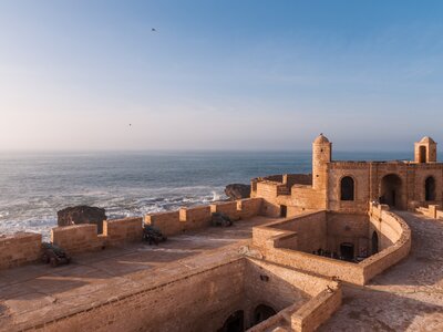 View from the ramparts of Essaouira fort over the ocean, Morocco