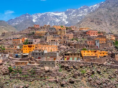 Village of Aroumd beneath high peaks of the Atlas Mountains, Morocco