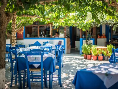 Greek traditional taverna on the street, Greece