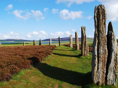 Ring of Brodgar on Orkney Islands on sunny day, Scotland