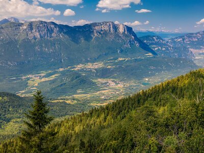 Panoramic view of Cima Palon mountains range located close to Vason, Trentino, Italy