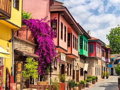 Traditional houses in Kaleici, old town of Antalya, Turkey