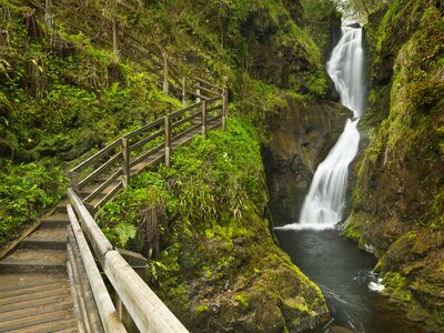 The Ess-Na-Laragh waterfall in Glenariff Forest Park in Northern Ireland