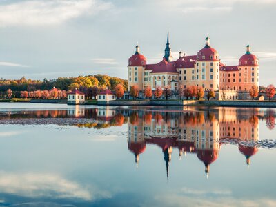 Moritzburg Baroque palace surrounded by a lake, Germany