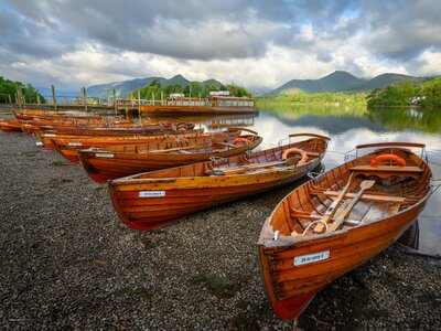 boats on the shore Keswick, Lake District