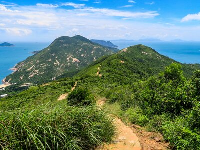 Mountain ridge pathway along Dragon's Back Trail, Hong Kong